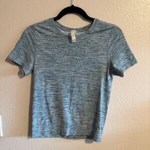Athleta Seamless Short Sleeve Top Heathered Blue Size XS